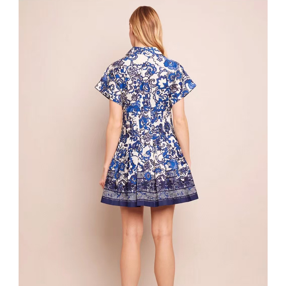 Cara Cara Nash Mini Dress Mini Shirtdress Cotton Fit-and-Flare - Picture 5 of 12